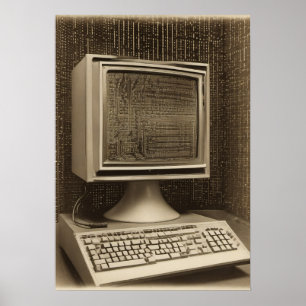 Coding-Programmierer Vintage-Computer Binärcode-T- Poster