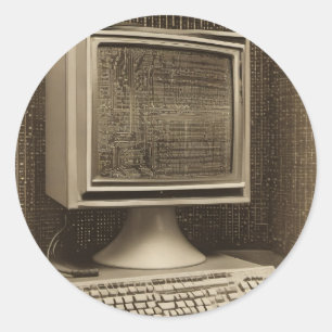 Coding Programmierer Vintage Computer Binärcode T Runder Aufkleber