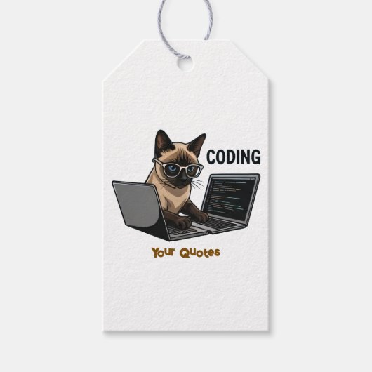 Coding Siamese Cat Cartoon Geschenkanhänger (Vorderseite)