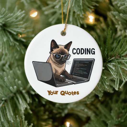 Coding Siamese Cat Cartoon Keramik Ornament (Baum)