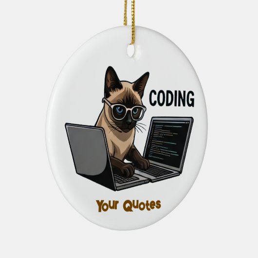 Coding Siamese Cat Cartoon Keramik Ornament (Rechts)