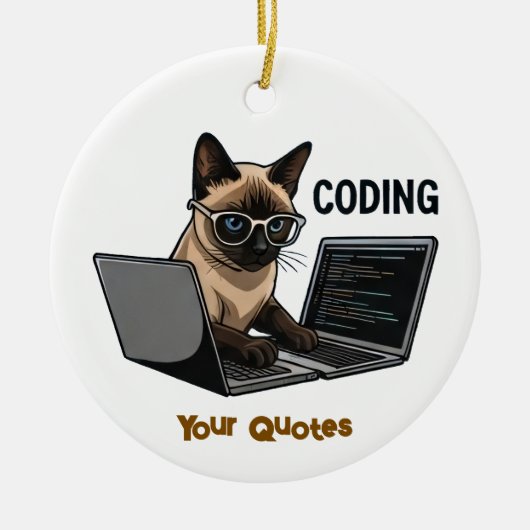 Coding Siamese Cat Cartoon Keramik Ornament (Vorne)
