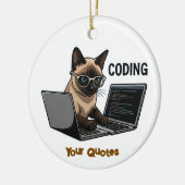 Coding Siamese Cat Cartoon Keramik Ornament (Links)