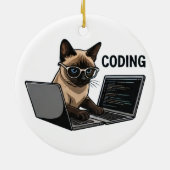 Coding Siamese Cat Cartoon Keramik Ornament (Hinten)
