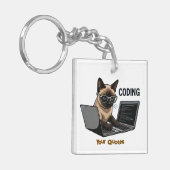 Coding Siamese-Katze Cartoon Schlüsselanhänger (Vorderseite links)