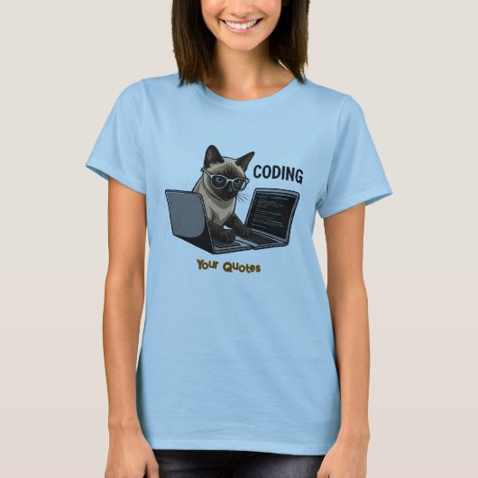 Coding Siamese-Katze Cartoon T-Shirt (Vorderseite)