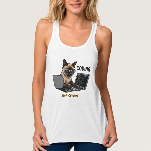 Coding Siamese-Katze Cartoon Tank Top (Vorderseite)