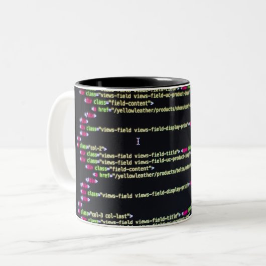 Coding-Theme-Tasse Zweifarbige Tasse (Vorderseite Links)