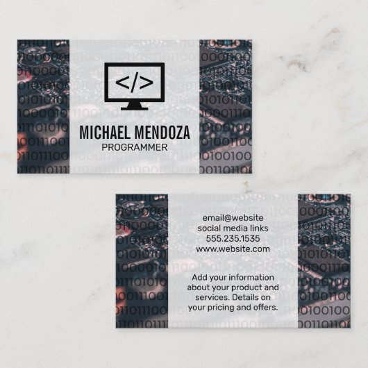 Coding Zeros and Ons | CPU-Schalttafel Visitenkarte (Vorne/Hinten)