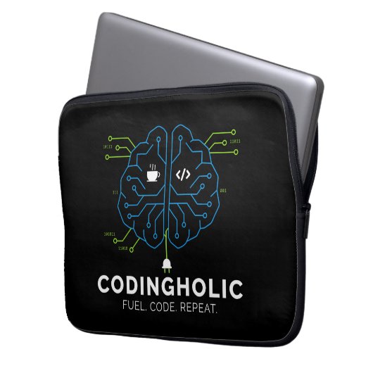 Codingholic Tech Brain Dark Programmer Laptopschutzhülle (Vorderseite Links)