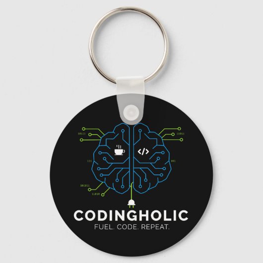 Codingholic Tech Brain Dark Programmer Schlüsselanhänger (Vorderseite)