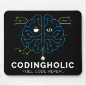 Codingholic Tech Brain For Developers Dark Mousepad (Vorne)