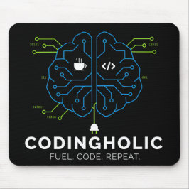 Codingholic Tech Brain For Developers Dark Mousepad