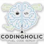 Codingholic Tech Brain Programmer Aufkleber (Vorderseite)