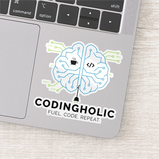 Codingholic Tech Brain Programmer Aufkleber (Detail)
