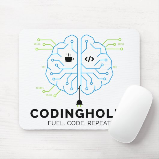 Codingholic Tech Brain Programmer | Developer Gift Mousepad (Mit Mouse)