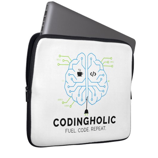 Codingholic Tech Brain Programmer | Entwickler Laptopschutzhülle (Vorne Rechts)