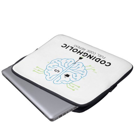 Codingholic Tech Brain Programmer | Entwickler Laptopschutzhülle (Vorne Knopf)