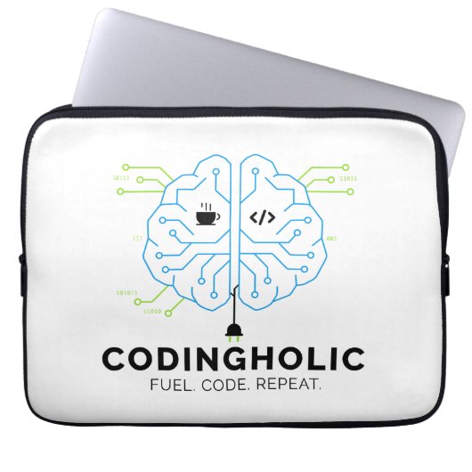 Codingholic Tech Brain Programmer | Entwickler Laptopschutzhülle (Vorderseite)