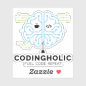 Codingholic Tech Brain Programmierer  Aufkleber (Blatt)