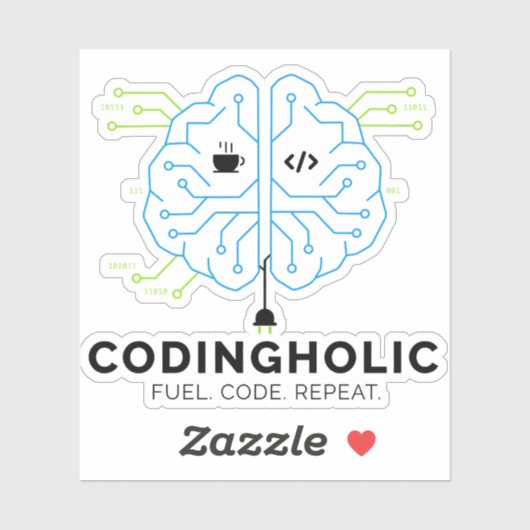Codingholic Tech Brain Programmierer Aufkleber (Blatt)
