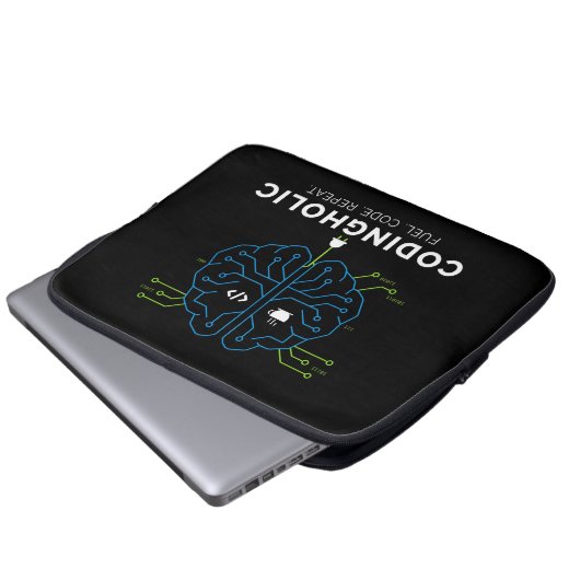 Codingholic Tech Gehirn Dunkler Programmierer Laptopschutzhülle (Vorne Knopf)