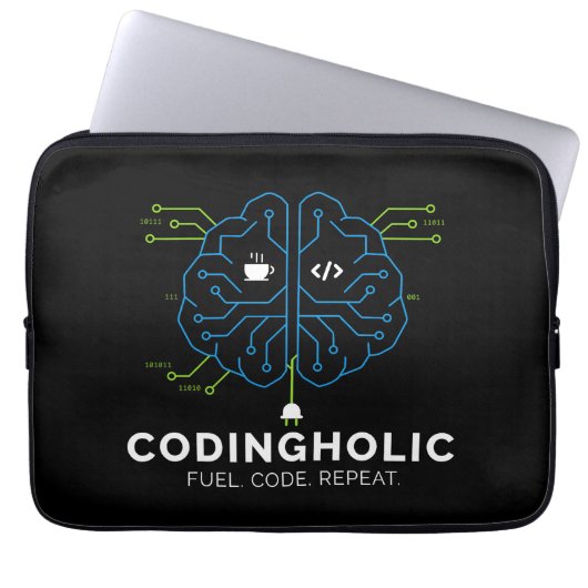 Codingholic Tech Gehirn Dunkler Programmierer Laptopschutzhülle (Vorderseite)