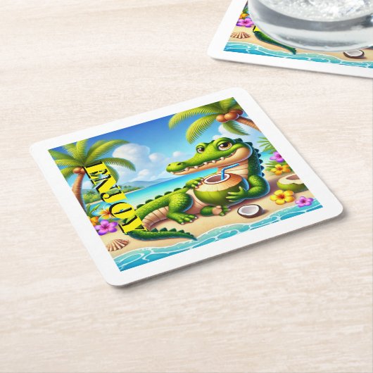 CODRILLO MIT KOKWASSER RECHTECKIGER PAPPUNTERSETZER (angewinkelt)