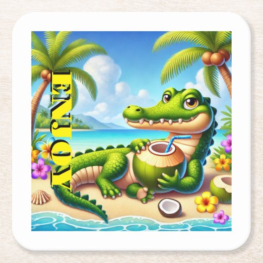 CODRILLO MIT KOKWASSER RECHTECKIGER PAPPUNTERSETZER (Vorderseite)