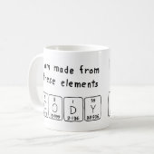 Cody Namen-Tasse periodischer Tabelle Kaffeetasse (Vorderseite Links)