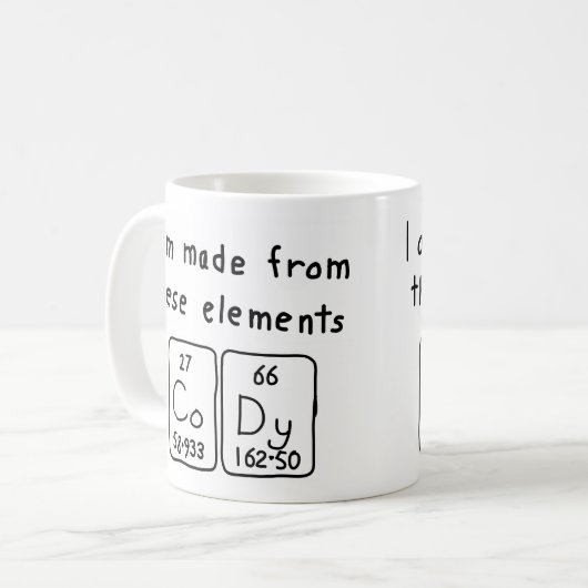 Cody Periodenname Tasse (Vorderseite Links)