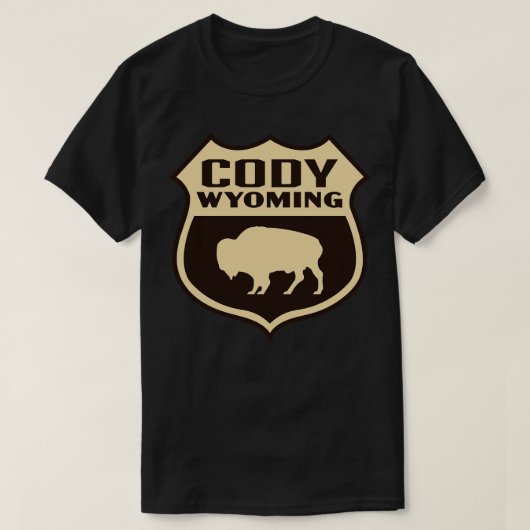 Cody Wyoming Retro Buffalo Shield Tan T-Shirt (Design vorne)