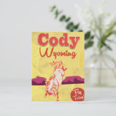 Cody Wyoming Vintage Reiseplakat Postkarte (Stehend Vorderseite)
