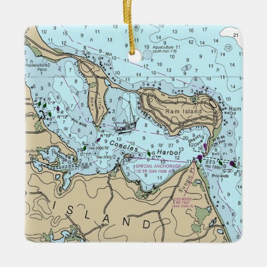 Coecles Harbour Nautical Christmas Keramikornament (Vorderseite)