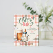COED Bubbles Brew Flaschen Sage Peach Gingham Baby (Stehend Vorderseite)