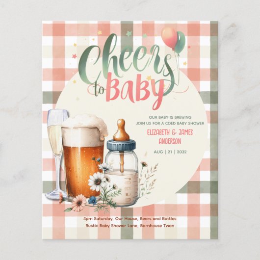 COED Bubbles Brew Flaschen Sage Peach Gingham Baby (Vorderseite)