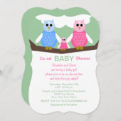 Coed Couples Owls Baby Girl Dusche Einladung (Vorne/Hinten)