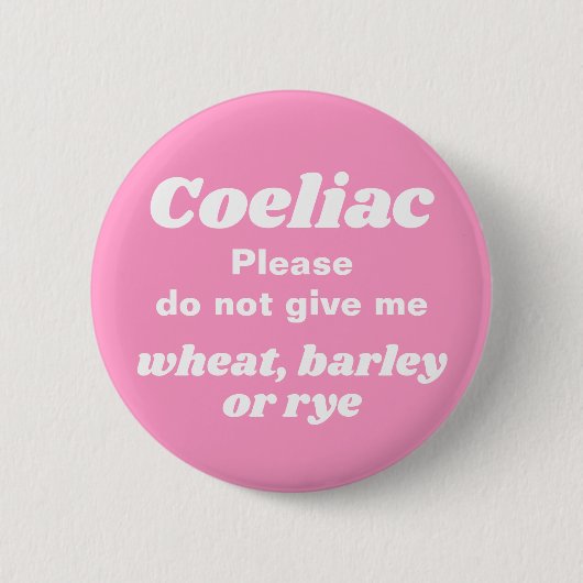 Coeliac Warning Niedlich Pink Button (Vorderseite)