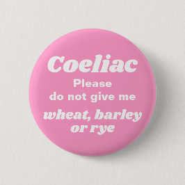 Coeliac Warning Niedlich Pink Button