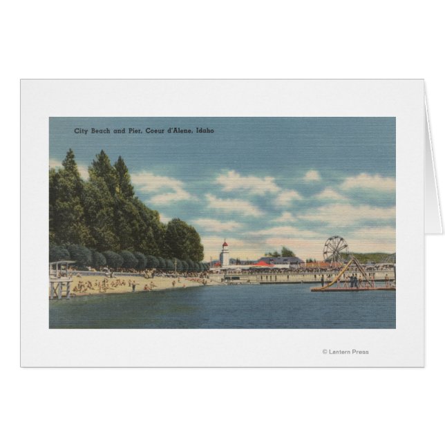 Coeur d'Alene, ID - View City Beach & Pier (Vorderseite (Horizontal))