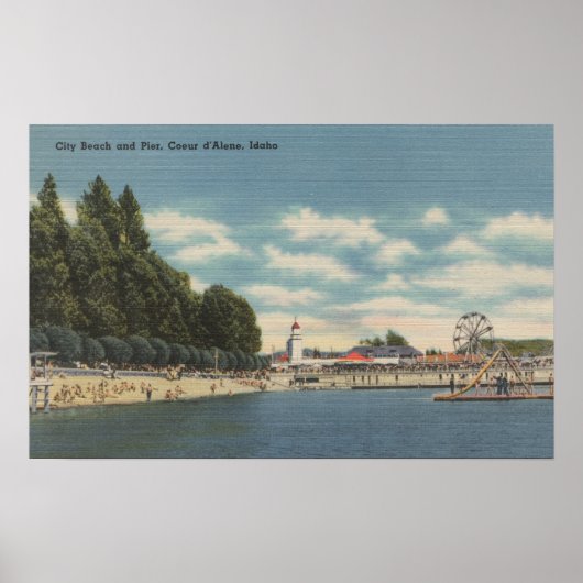 Coeur d'Alene, ID - View City Beach & Pier Poster (Vorne)