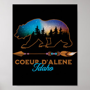 Coeur D'alene Idaho Bär Sternennacht Reiseandenken Poster