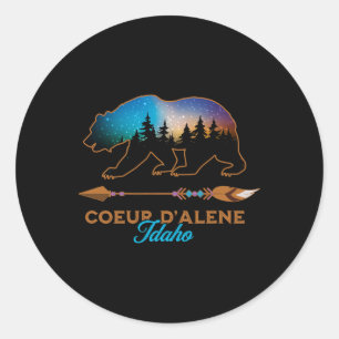 Coeur D'alene Idaho Bär Sternennacht Reiseandenken Runder Aufkleber