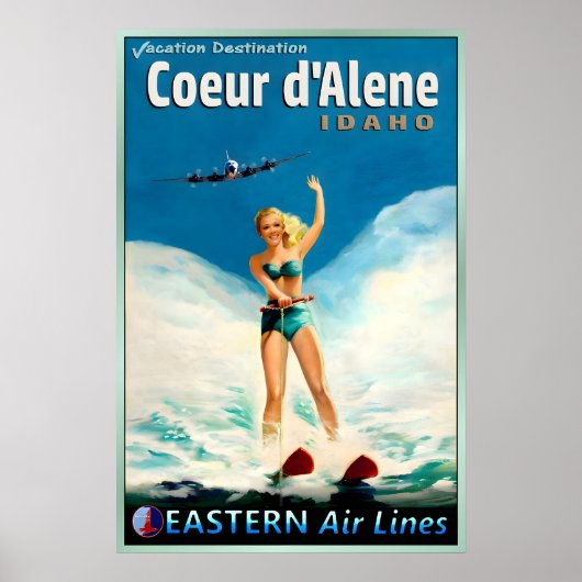Coeur d'Alene Idaho Eastern Air Lines New Travel Poster (Vorne)