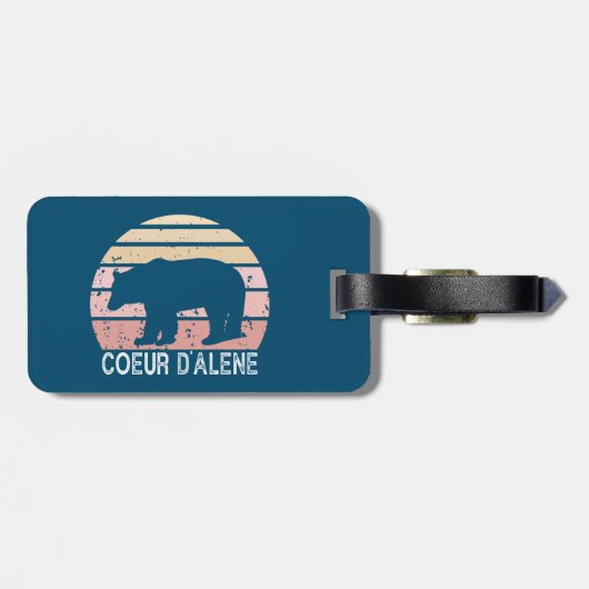 Coeur d'Alene Idaho Retro Bear Gepäckanhänger (Rückseite horizontal)