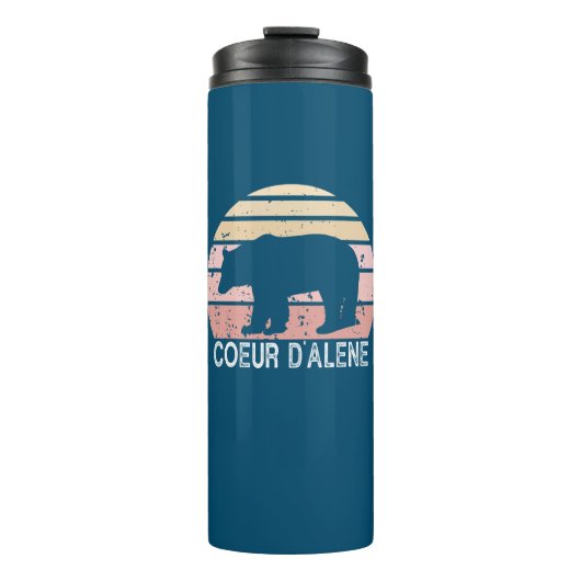Coeur d'Alene Idaho Retro Bear Thermosbecher (Vorderseite)