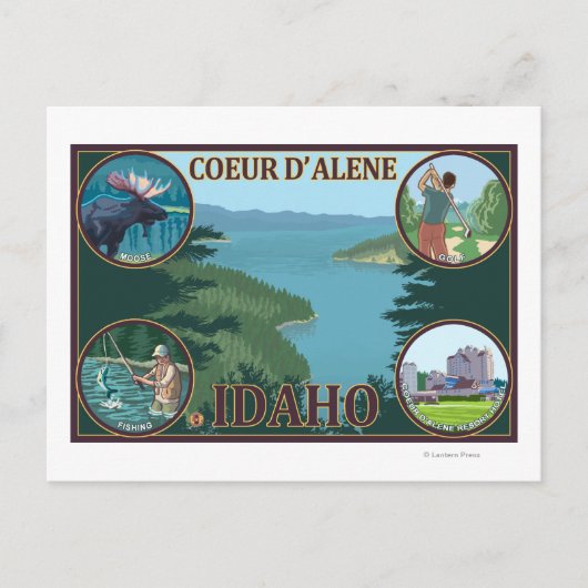 Coeur D'Alene, IdahoScenic Travel Poster Postkarte (Vorderseite)