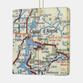 Coeur d'Alene Vintag Map Keramikornament (Links)