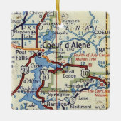 Coeur d'Alene Vintag Map Keramikornament (Vorderseite)