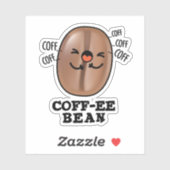 Coff-ee Funny Coughing Coffee Bean Pun Aufkleber (Blatt)
